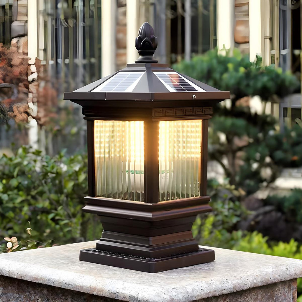 Vintage Grille Glass Shade Lampshade Waterproof Fence Post Lights