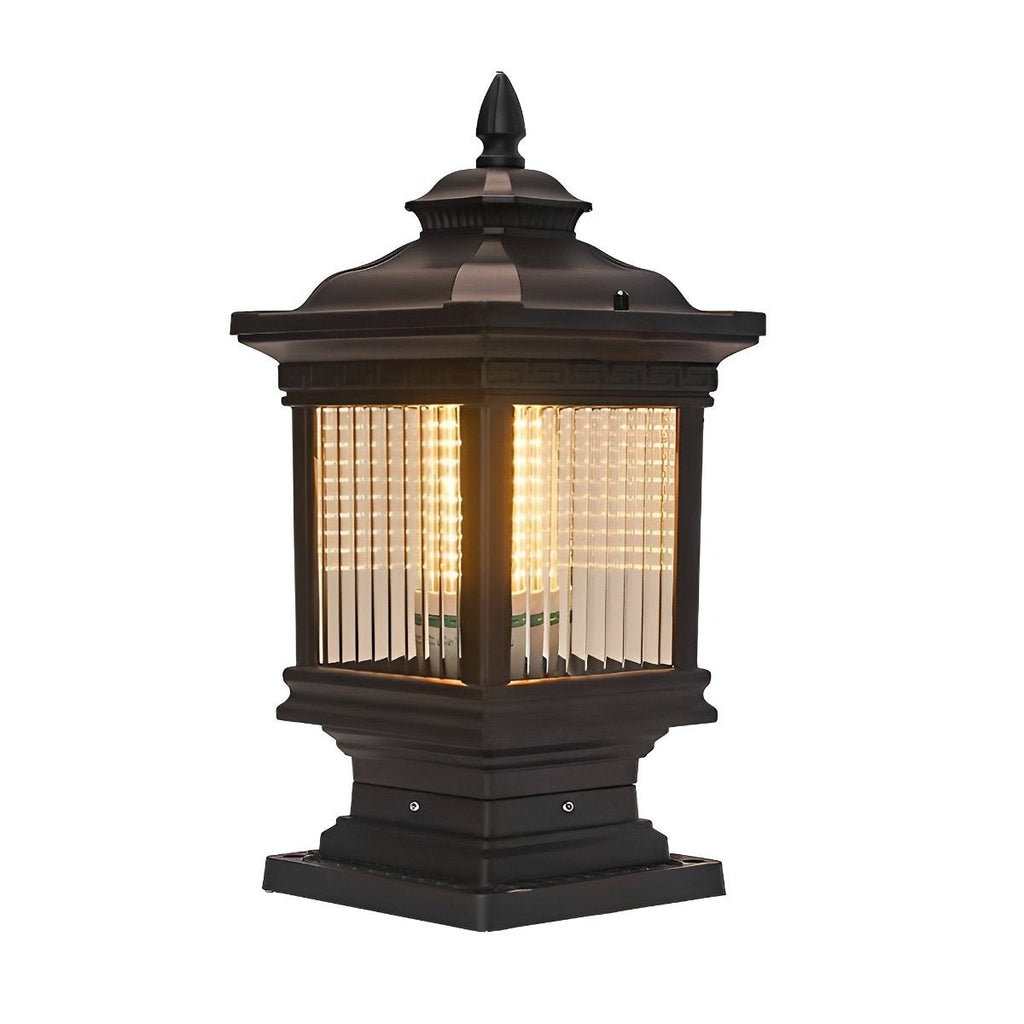 Vintage Grille Glass Shade Lampshade Waterproof Fence Post Lights