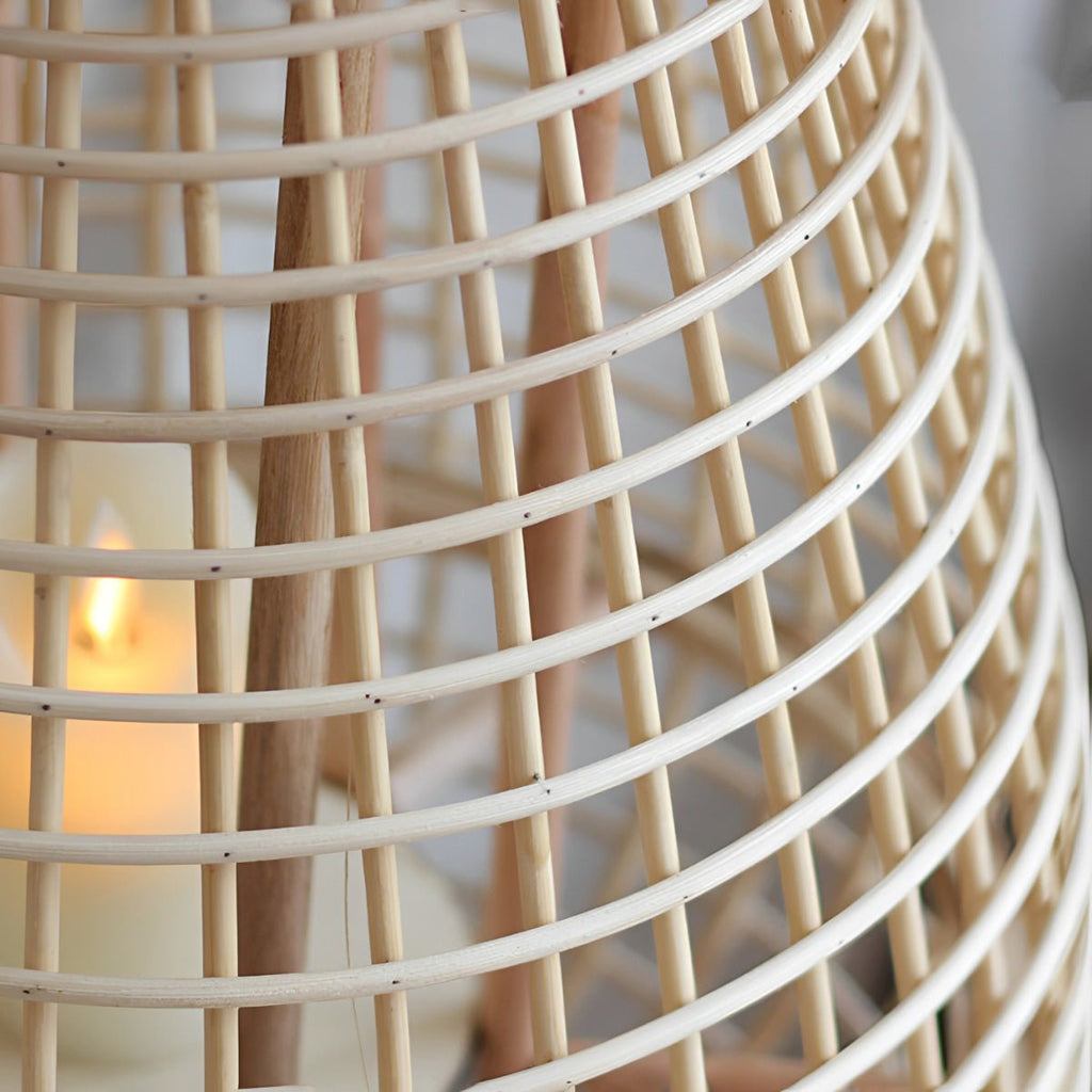 Vintage Handmade Rattan LED Candle Lantern Floor Lamp