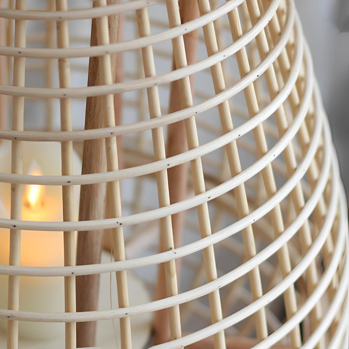 Vintage Handmade Rattan LED Candle Lantern Floor Lamp
