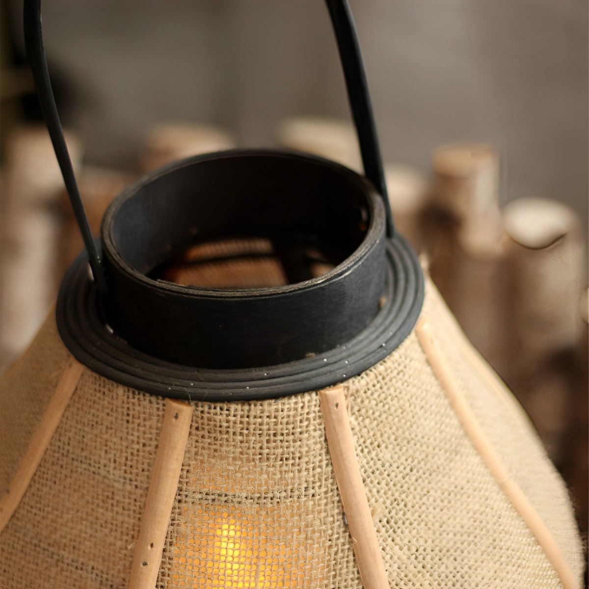 Vintage Handmade Wood LED Candle Lantern Floor Lamp