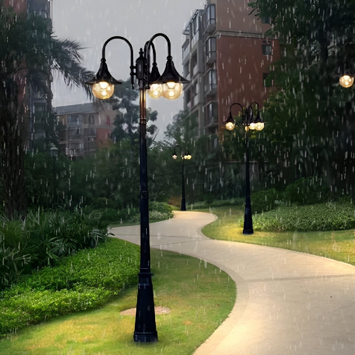 Vintage Waterproof Flared LED Outdoor Pathway Pole Lights