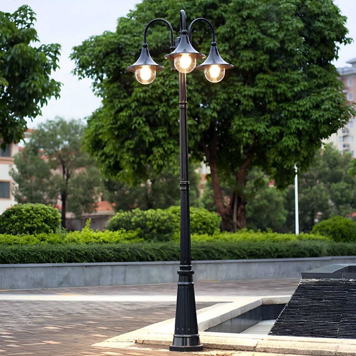 Vintage Waterproof Flared LED Outdoor Pathway Pole Lights