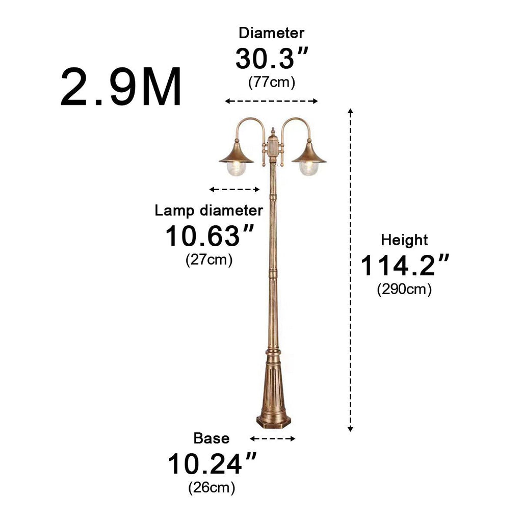 Vintage Waterproof Flared LED Outdoor Pathway Pole Lights