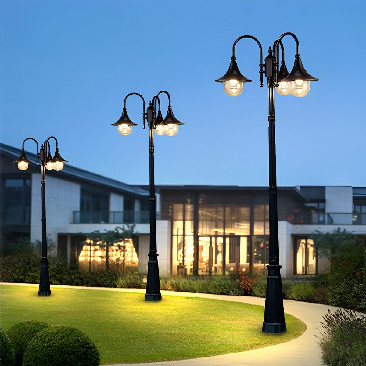 Vintage Waterproof Flared LED Outdoor Pathway Pole Lights