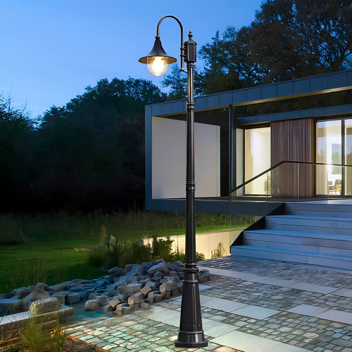 Vintage Waterproof Flared LED Outdoor Pathway Pole Lights