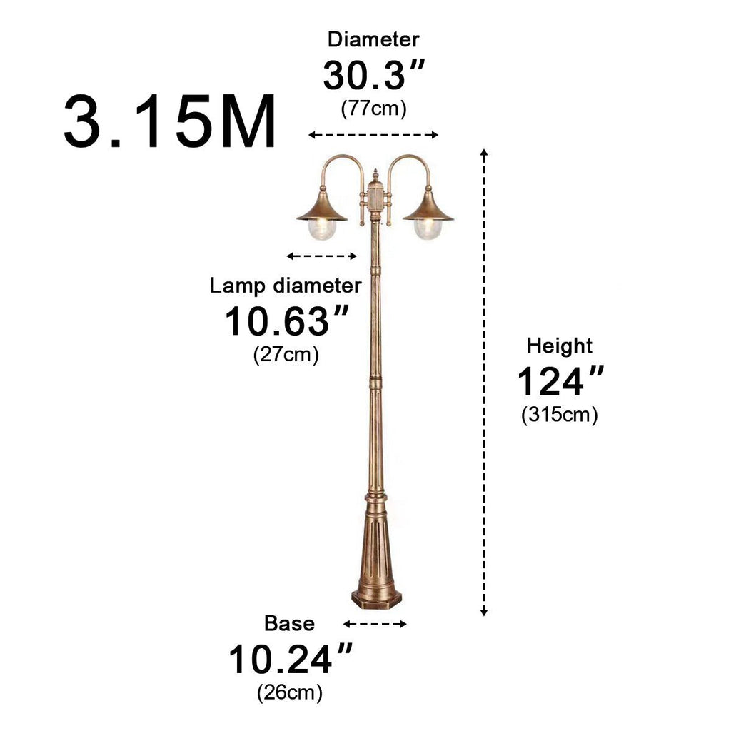 Vintage Waterproof Flared LED Outdoor Pathway Pole Lights