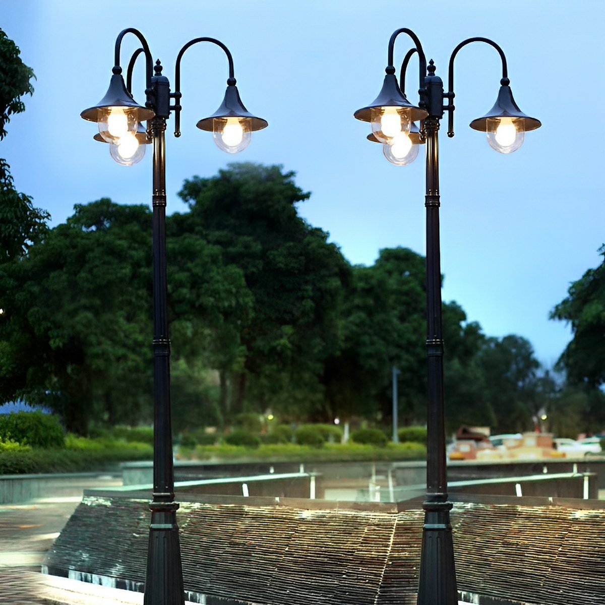 Vintage Waterproof Flared LED Outdoor Pathway Pole Lights