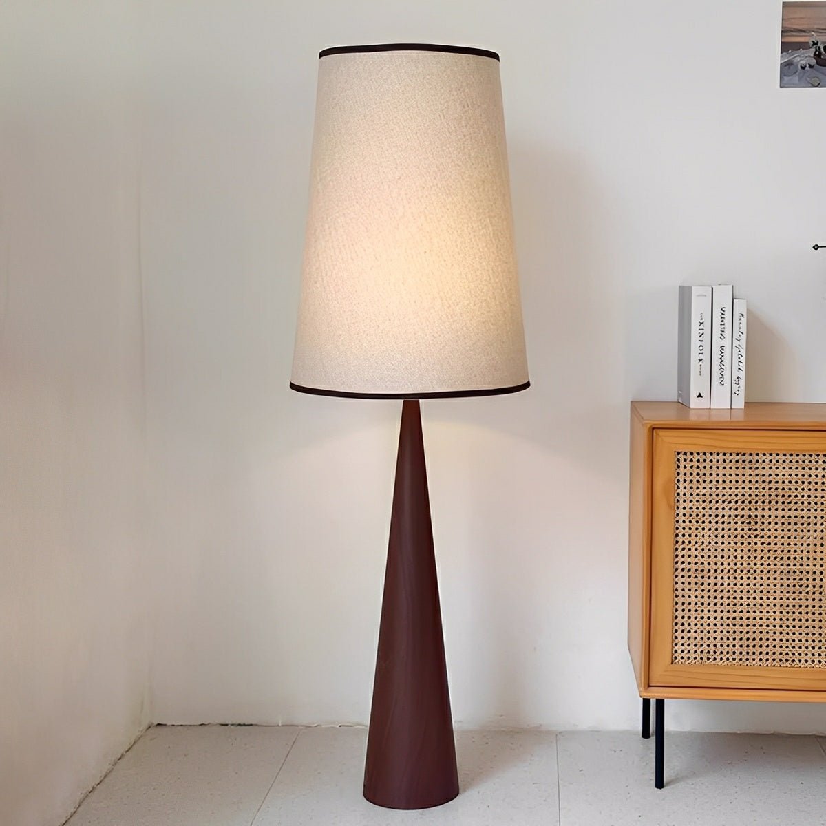 Vintage Wood Tapered LED Floor Lamp