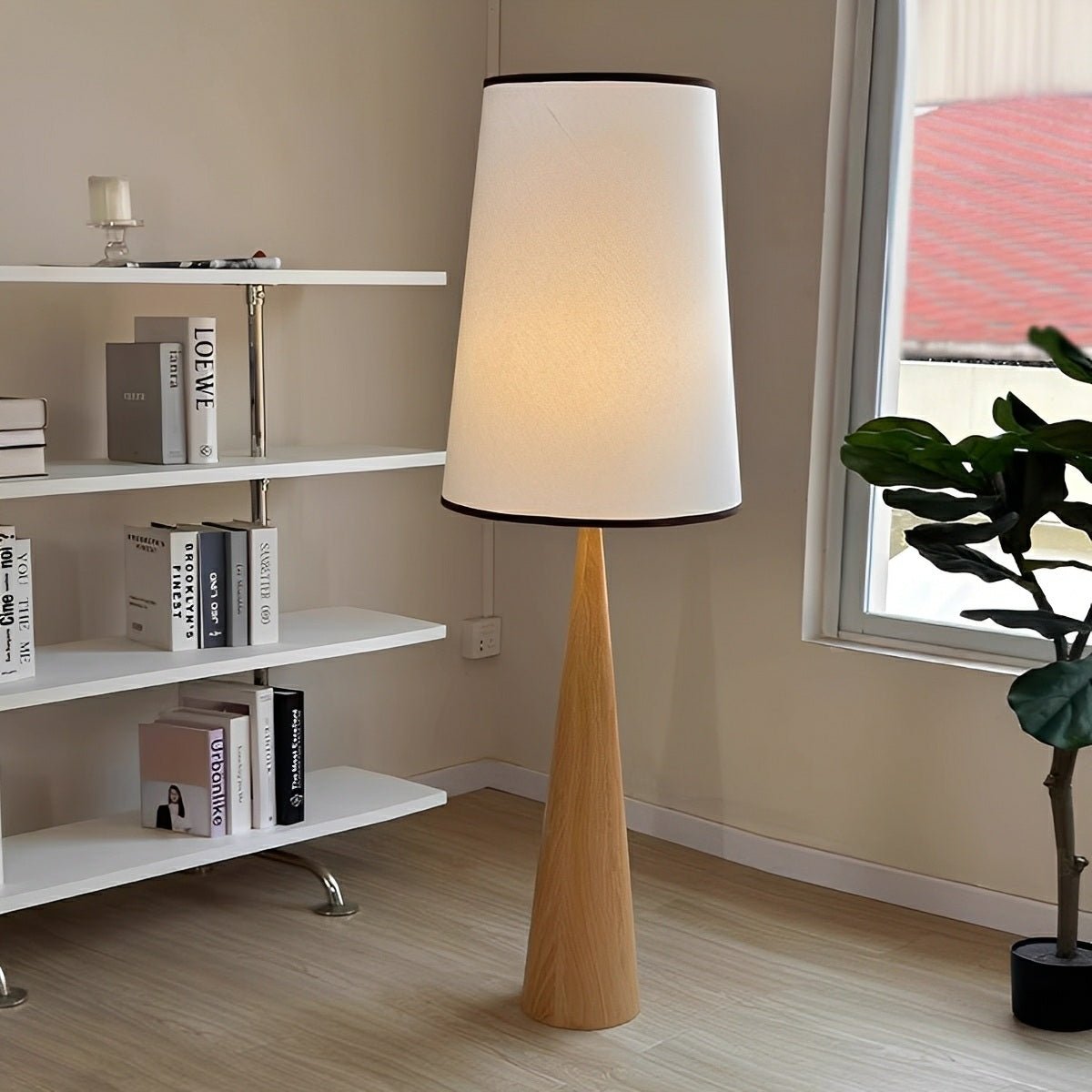 Vintage Wood Tapered LED Floor Lamp