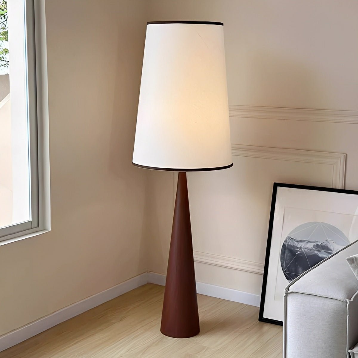 Vintage Wood Tapered LED Floor Lamp
