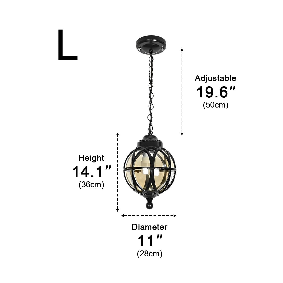 Waterproof Aluminum Glass Ball Outdoor Chandelier Light Hanging Chain Adjustable