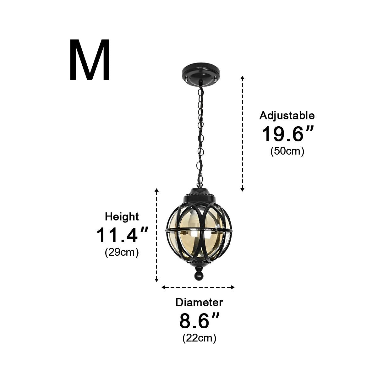 Waterproof Aluminum Glass Ball Outdoor Chandelier Light Hanging Chain Adjustable