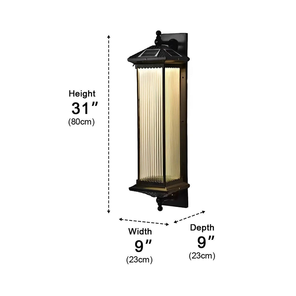 Waterproof Retro Striped Glass Solar Wall Lights