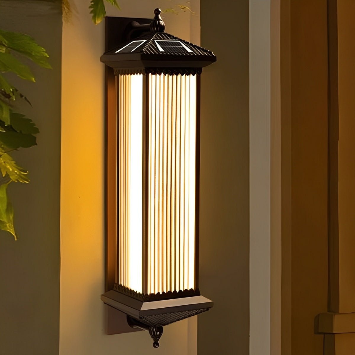 Waterproof Retro Striped Glass Solar Wall Lights