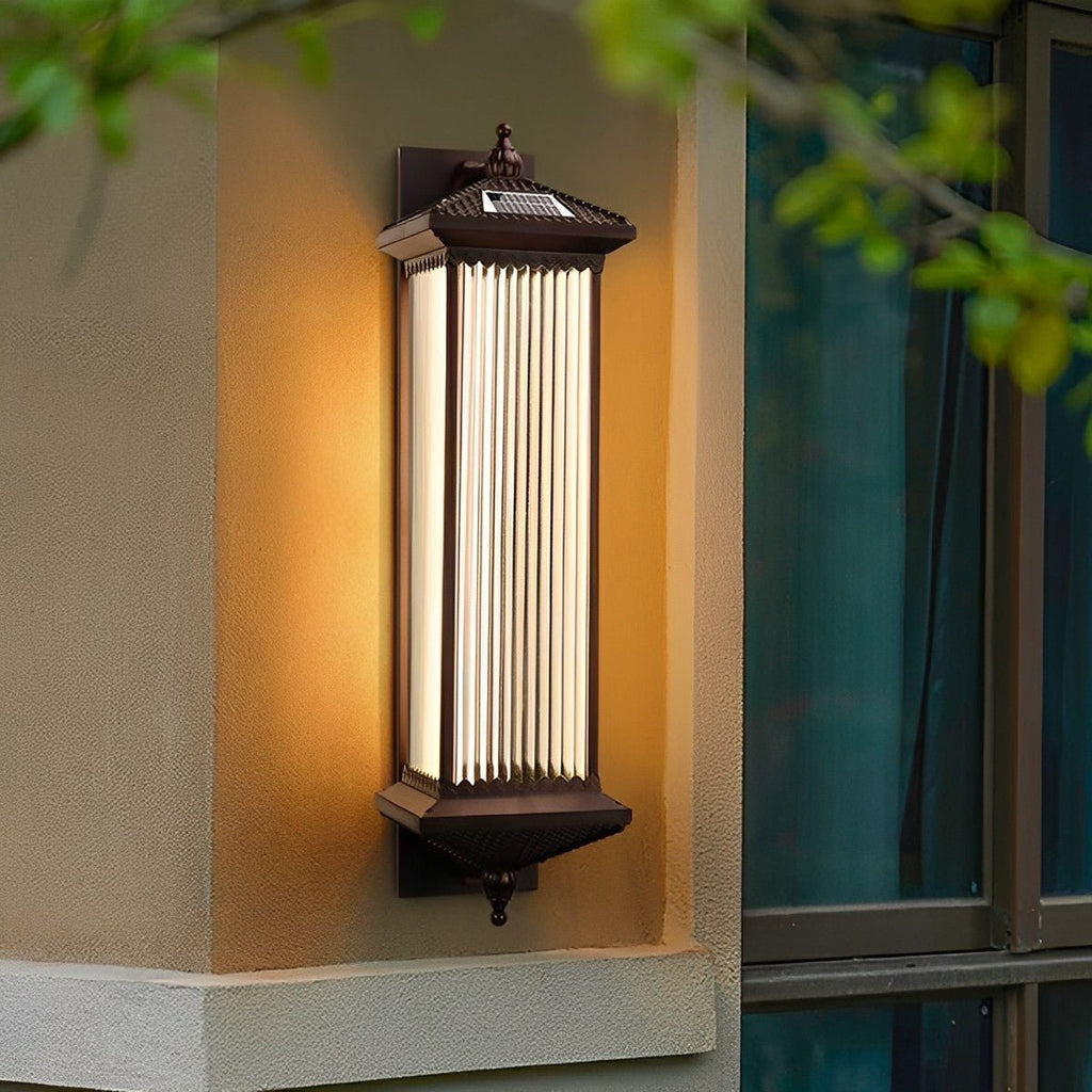 Waterproof Retro Striped Glass Solar Wall Lights