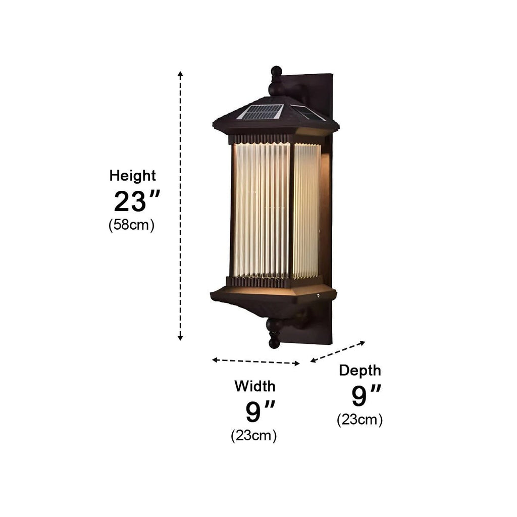 Waterproof Retro Striped Glass Solar Wall Lights
