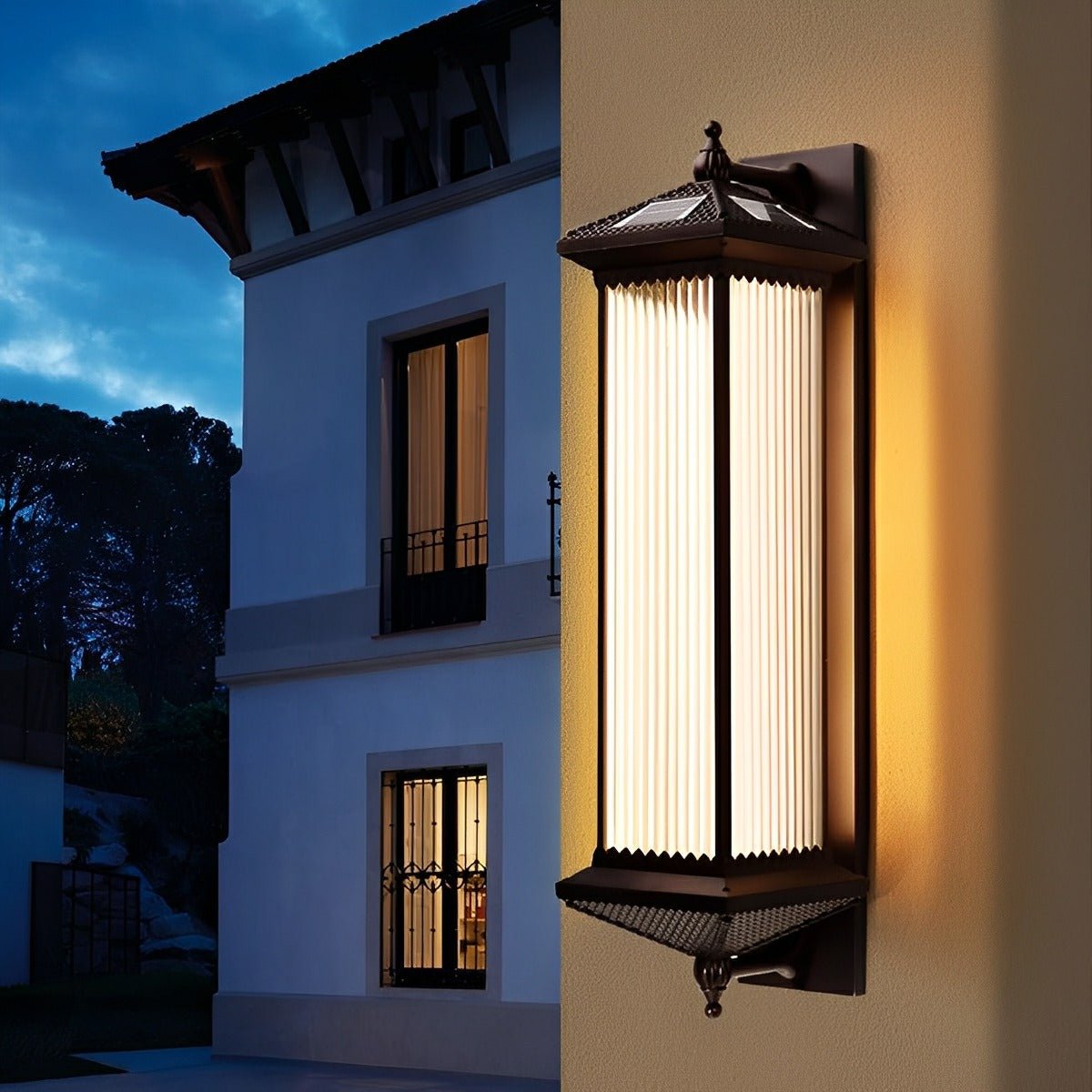 Waterproof Retro Striped Glass Solar Wall Lights