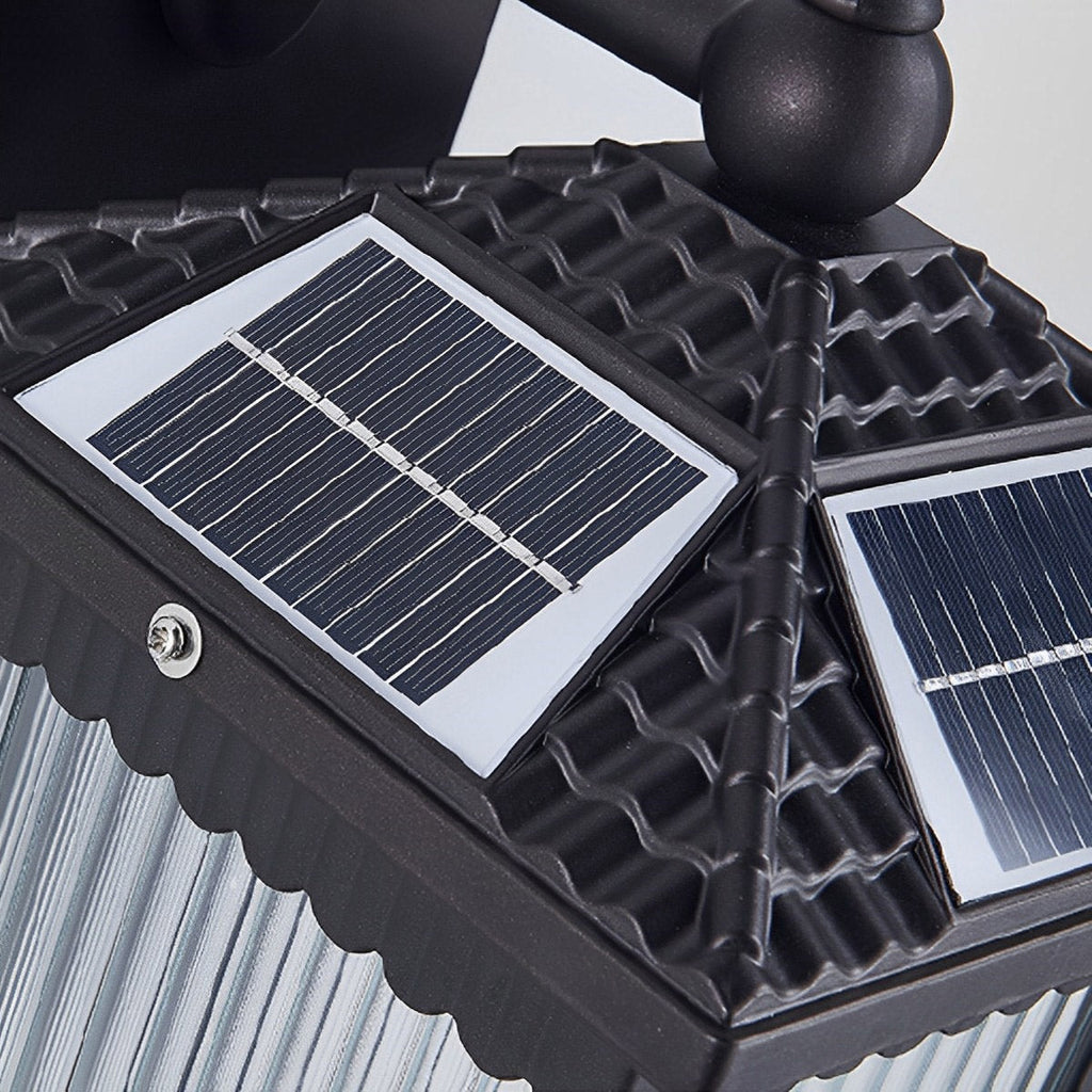 Waterproof Retro Striped Glass Solar Wall Lights